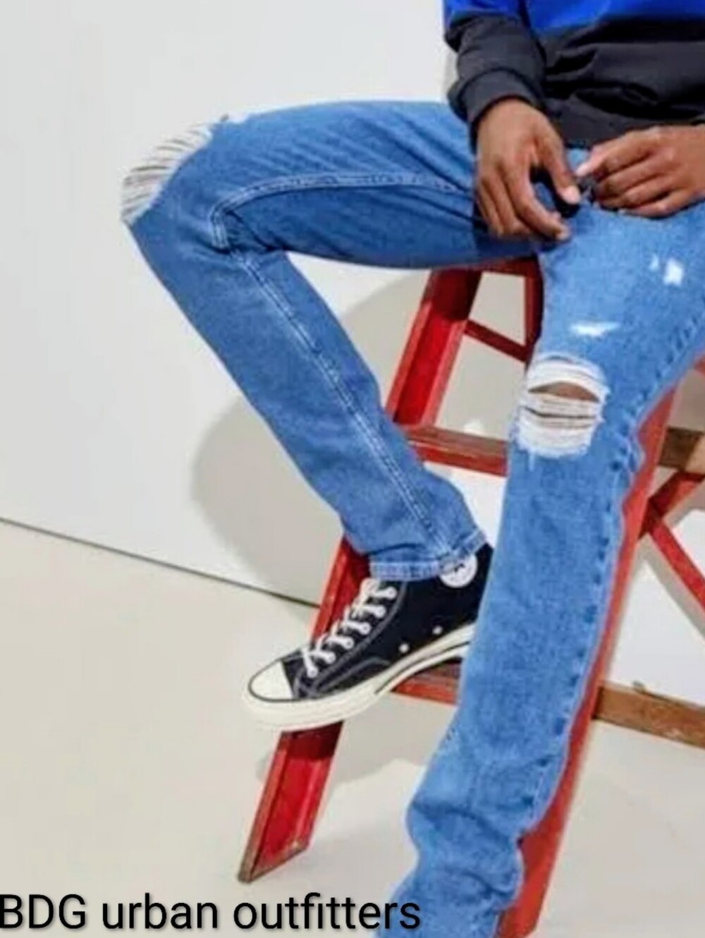 Urban Outfitters Men’s Blue Skinny Straight Distressed Jeans sz 34x34